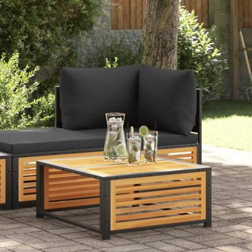 Sufrk Gartentisch Terrassentisch Wetterfest Lounge Tisch Outdoor BalkonhäNgetisch 68x68x30 cm Massivholz Akazie