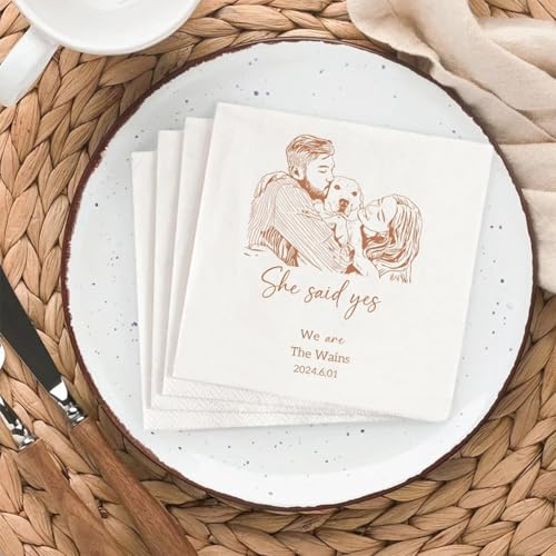Papierservietten, personalisierbar, für Hochzeit mit Foto, Name, Logo, Bild, Servietten für Geburtstag, Verlobung, Brautparty, personalisierte Geschenke (50)