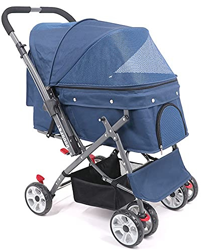 Medium/Large Dogs and Cats Foldable Dog Stroller - Red Pet Travel Trolley Cart | 25kg Max Load Capacity for Convenient Pet Transportation