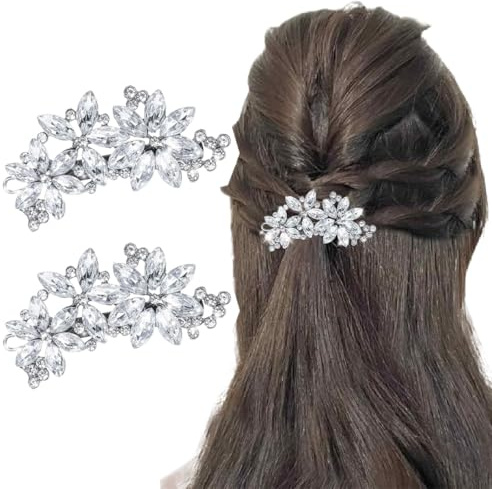2 Pezzi Accessori per Capelli Matrimonio, Fermagli per Capelli con Strass da Sposa in Cristallo Fiore Copricapo, Fiore Copricapo Matrimonio, per Capelli per Le Donne E Le Ragazze