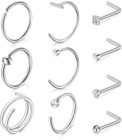 LaurITAMI 7 st piercing, industribarer, 38 mm, 14 g, rostfritt stål, scaffold hantel, barbell, lång bar, opal stjärna, nyckel, öronpiercing, smycke, Rostfritt stål