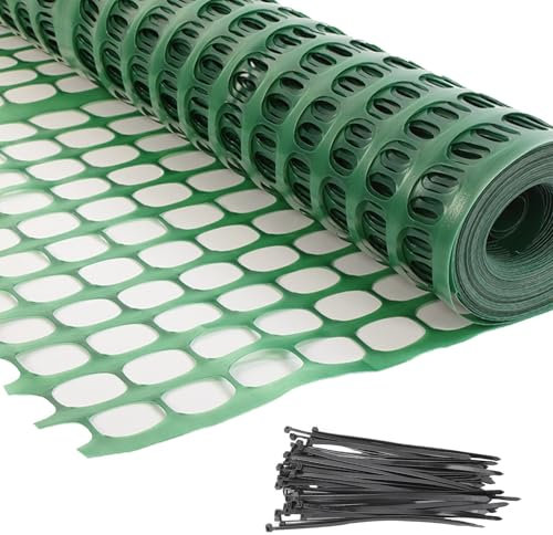 Temporary Fencing, Reusable Plastic Netting Roll with 100pcs Zip Ties, Heavy-Duty Garden Safety Barrier Mesh for Dogs, Construction & Lawn Protection, Easy Install, Durable Fencing (1.2m x 30m)