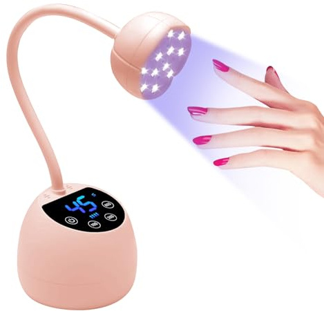 Mini Lampe UV Ongles, Écran LCD, Capteur Intelligent Automatique, Lampe UV LED 36w Pour Ongles en Gel, 12pcs Perles Led Avec Double Source de LumièRe, à Utiliser à la Maison et en Salon (Rose)