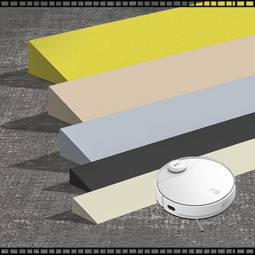 Generisch Schwellenrampe für Kehrroboter, Tragbar Rollstuhlrampe 1-11cm Hoch Bordsteinrampe aus Gummi Schneidbar Türschwellenrampe für Eingangsbereiche, Treppen, Stufen(Beige Gray,Height 3.5cm)