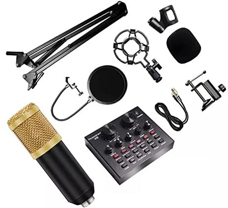 Microphone 800 Studio Microphone Kits With Filter V8 Sound Card Condenser Microphone Bundle Record Ktv Karaoke Smartphone Microphone Suitable for anchor, dubbing studio, recording, st ( Color : BlackG