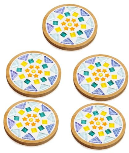 PRETYZOOM 5 Set Sottobicchiere in Mosaico Fai Da Te Forniture Per La Produzione Di Mosaici Kit Artigianale Per Adulti Kit Lampada Mosaico Artigianato Per Adulti Sottopiatto Di Legno