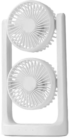 Desk Fan, Personal USB Ventilator, Double-Head Cooling Fan, 3-Speed Adjustable Airflow, Compact & Portable, Quiet, Ideal for RV, Kitchen, Workshop, Dorm, Bathroom, Tent, ABS, PP