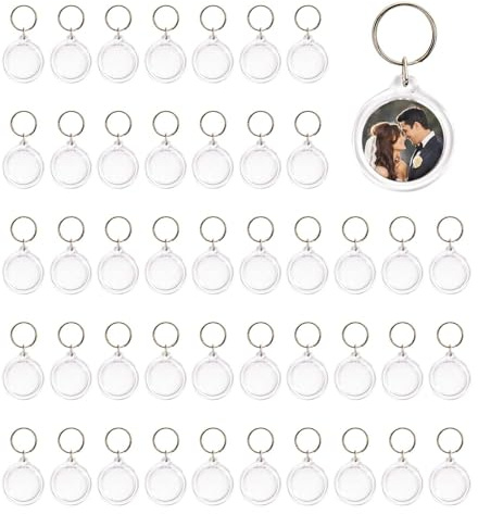 50PCS Porte-Clés Photo,PersonnaliséPorteClefPhoto,Porte-Clé acryliquetransparent,Transparent Keychain pour Clés,DIYPorteClefPhoto, pour offrir en cadeau aux proches,aux amis