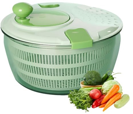 Yeqqzq Salad Spinner, Salad Washer and Spinner, 4L Lettuce Spinner with Vegetable Washing Basket and Serving Bowl