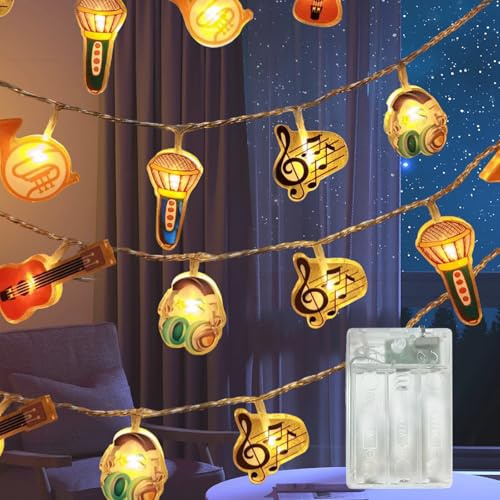 Meision Musik-Graffiti Lichterkette Batterie, Lichterketten Kinderzimmer Deko mit 8/16 Timer + Batteriebetrieben +1.5Meters 10LEDs, LED Lichterkette Innen für Babyzimmer, Geburtstagsparty