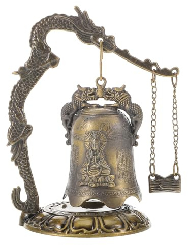 Toyvian Cloche Bouddhiste Métal Vintage Carillon Éolien Décoratif Ornement Suspendu pour Table Et Jardin Cloche Artisanale