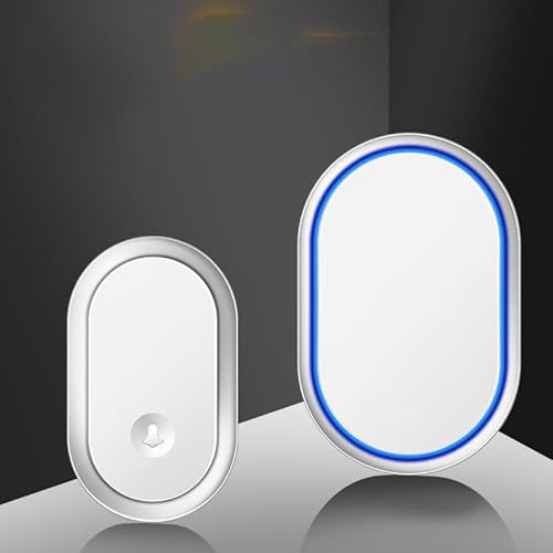 SLDAGe Campanello Radio Impermeabile con Una Portata Wireless di 300 m, 60 Melodie, 5 Livelli di Volume e Flash LED,White Silver,1 V 1