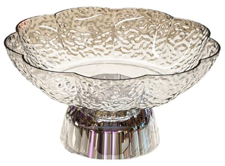 Sharplace Obstschale, Sockelschale, Obsthalter, Esstisch, Moderne Schale, Hochzeitstablett, Korb, dekorativer Snack, Dessert, Gemüse, Weiß Und Silber