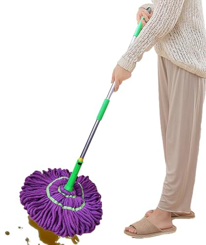 Serpillière à Essorage 115 cm Serpillière Essorage à Poignée Tournante Outil de Nettoyage Télescopique Facile à Essorer pour Cuisine Salle de Bain École Restaurant Garage Carrelage