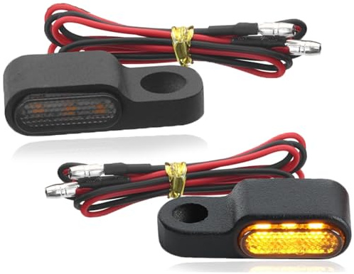 YYUEZHI 2 Stück Mini LED Blinker Motorrad, Blinker Motorrad 12V, Microblinker mit 3 LED, 3W, Aluminium, Wasserdicht, Universal Blinkerleuchten für Roller (Schwarz, Gelb Licht)