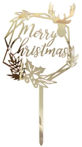 Byeaon Décorations de gâteau de Noël, en acrylique, sans danger, motif renne et bonhomme de neige, pour cupcakes et desserts