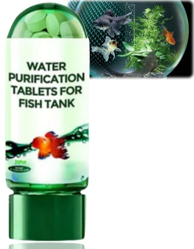 Water Purifying Tablets for Fish Tan,Powerful Aquarium Water Purification Tablet,Algae Remover Fi-sh Ta-nk,Fish Tank Cleaner,Fi-sh Ta-nk Water Treatment,Non-Irritating,Safe for all Aquatic Life