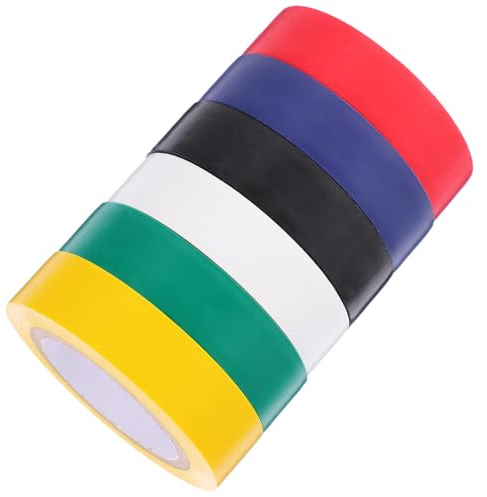 Healeved Cinta Aislante Multifuncional de PVC Resistente al Calor 15Mm X 10m Surtido de 6 Colores para Cables y Arneses Eléctricos Interiores y Exteriores Juego de 6 Rollos
