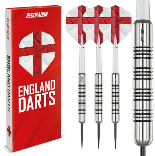 RED DRAGON Fly the Flag| Country Edition Steeldarts Set | Profi Dartpfeile Steel 24g | 100-Mikron Hardcore Flights | England USA Schottland Deutschland Niederlande | 32mm Steel Darts Pfeile