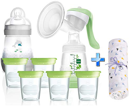 MAM Anti-Kolik Starter-Set Stillen inkl. Aufbewahrungssystem für Muttermilch // ab Geburt + Geschenk