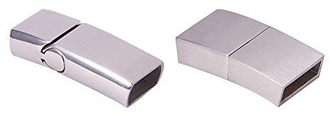 PandaHall Elite - 2pcs Magnetic Matte Armband Verschlüsse in 304 Edelstahl für Schmuckherstellung, Rechteck, Edelstahl Farbe, 21x11x5mm, Bohrung: 2.5x10mm; 13x32x8mm, Loch: 6x11mm