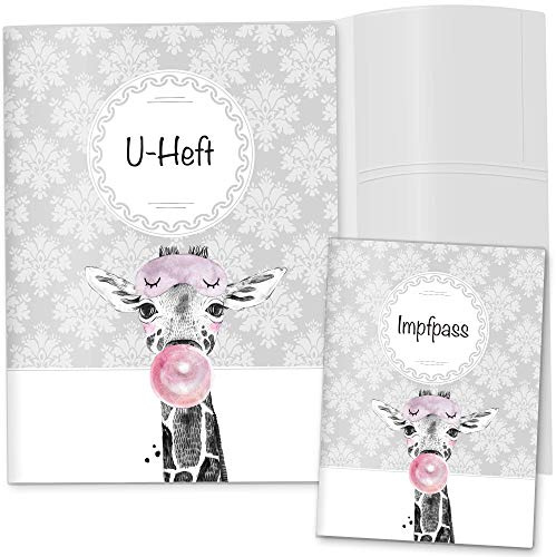 OLGS U-Heft und Impfpasshüllen 3-teiliges Set | Black & White Giraffe | Schutzhüllen für den Untersuchungsheft und Impfpass |Ideal als Babygeschenk (Uhefthülle, Impfpasshülle, ohne Personalisierung)