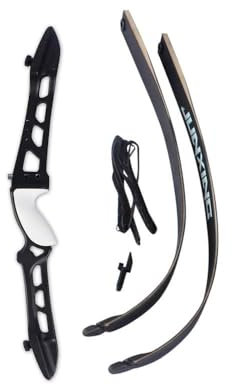 AMEYXGS Bogenschießen Recurve Bogen 68 Takedown Bogen 18-40lbs Langbogen zum Jagen und Schießen (Schwarz, 38lbs)