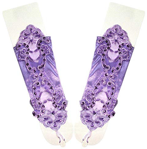 Asudaro Damen Fasching Kostüm Spitzenhandschuhe Satin Brautkleid Handschuhe Stulpen für Hochzeit, Oper, Ball, Fasching, Karneval, Tanzen, Halloween Kostümhandschuhe Brauthandschuhe