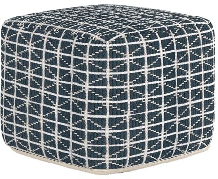 SIMPLIHOME Noreen Boho-Pouf, quadratisch, 45,7 cm, dunkelblau und weiß, handgewebtes Muster, für Wohnzimmer, Schlafzimmer und Kinderzimmer