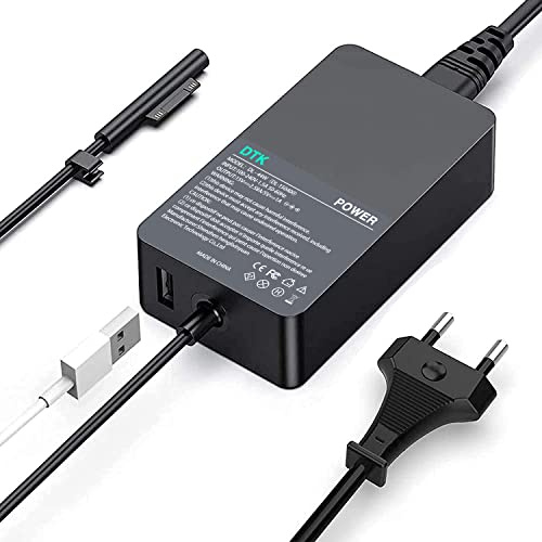 DTK 15V 2.58A 44W Chargeur pour Microsoft Surface Pro GO/X/Book 1/2 Alimentation pour Ordinateur Portable Microsoft Surface Pro 3/4/5/6 avec USB Port Plage de Tension d'entrée: 100-240V