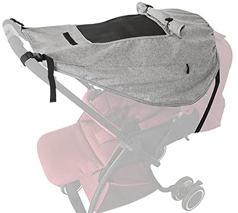 Sonnensegel Kinderwagen, Sonnensegel für Kinderwagen mit Sichtfenster, Universal Kinderwagen Sonnensegel, mit UV Schutz 50+ und Wasserdicht(grau)
