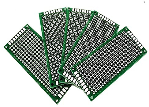 GOONSDS Double Sided Universal Printed Circuit Board PCB Prototype Kit,Proto Board for DIY Soldering Breadboard 5PCS,Green,3x7CM