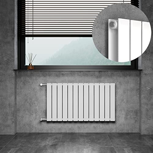 WITEN&NOCK Design Heizkörper Flach Paneelheizkörper Horizontal 550x1006 mm, Heizung Badheizkörper für Badezimmer, Flachheizkörper mit Seitlichen Anschlüssen 1126 Watt Weiß Doppellagig(Weiß) | Design Heizkörper Nabenabstand 500 mm, 195Watt Horizontal, Wandheizkörper für Badezimmer und Wohnzimmer,einfacher Austausch