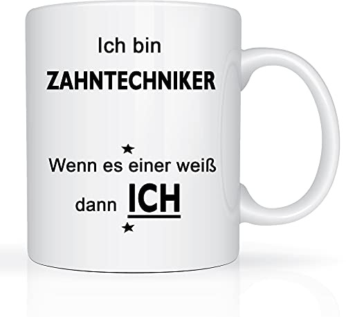 Print-Klex Berufstasse mit Zahntechniker Motiv Bedruckt Zahntechniker Tasse für Beruf Geschenk Kaffeebecher Geschenktasse Teetasse Arbeitstasse Arbeitsbecher mit Druck 330ml Beruf Tasse