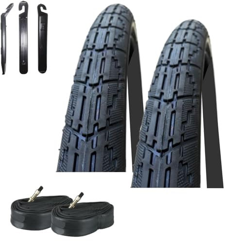 2 x Rexway Fahrradreifen 28 Straiter Reflex Pannenschutz Schwarz 42-622 (28 x 1,60) + 2 passende Schläuche DV inkl. 3 Reifenheber
