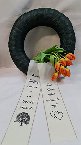 Trauerschleife Kranzschleife Bedruckt (100 mm, Creme)
