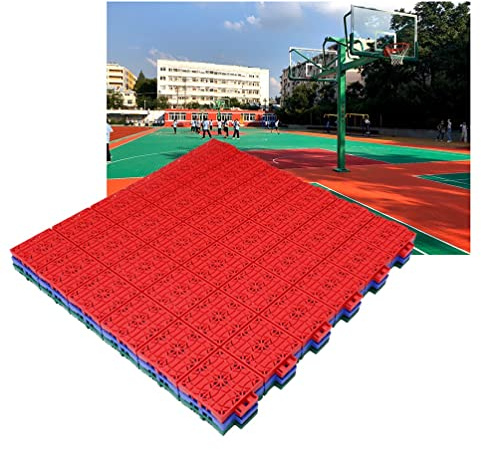 Tapis Caillebotis en Caoutchouc Carreaux De Sol Modulaires À Emboîtement pour Terrain De Basket Plancher De Sport en Plastique Résistant Aux Intempéries pour L'intérieur Et L'extérieur, 58 Cm
