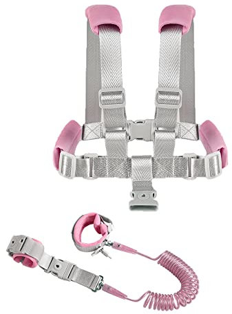 TOPWAYS Kinder Sicherheitsleine, Walking Harness for Toddlers, 2-in-1-Set Baby Kleinkind Sicherheit Leine Laufgurt und Abnehmbar Armband mit Sicherheitsschloss Anti-verloren 2 m (Rosa 2 Meter)