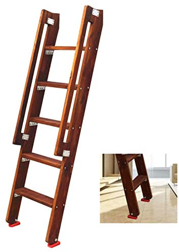Scaletta Letto a Castello Scala a Castello Camper con Ganci ＆ Piedini Antiscivolo, Scala Regolabile per Letto a Castello in Legno retrò per Soppalco Appartamento Dormitorio, Scala per Cuccetta Camper