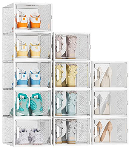 SIMPDIY XL Clear Shoe Storage Boxes, Stackable Shoe Organizer for Closet