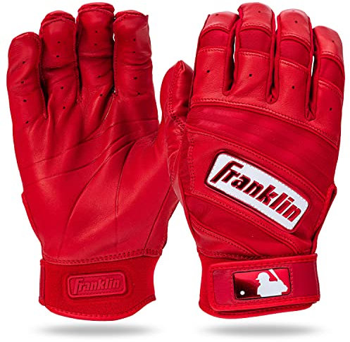 Franklin Sports MLB Baseball Schlaghandschuhe - Natural II Schlaghandschuhe für Baseball + Softball - Erwachsene + Jugendliche Schlaghandschuhe Paar - Rot - Erwachsene Small