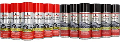 NIGRIN Rostumwandler Spray, 6 x 400 ml, Korrosionsschutz Lack mit rostumwandelnden Eigenschaften, langanhaltender Korrosionsschutz & Lackspray, 6 x 400 ml, schwarz glänzender Autolack