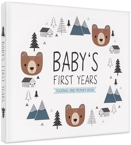Keepsake Baby Memory Book for Baby Boy or Girl – Timeless Woodland Baby Journal Scrapbook Photo Album for First 5 Years – Milestone Book to Record Every Event from Birth to Age 5
