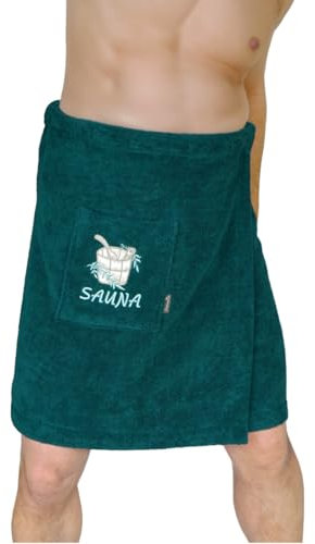 Lashuma Toalla de sauna Lillby para hombre L – XXL, para hombre con vientre, color verde ópalo