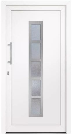 HORI Haustür Eingangstür Komplettset – Robuste Hauseingangstür mit moderner Optik, hoher Wärmedämmung & Sicherheit, Farbe: weiß - DIN links - Modell: Frame - 210 x 100 cm