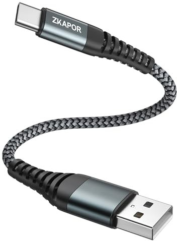 ZKAPOR Cavo USB C Corto 50CM, Cavo USB C Ricarica Rapida 3A Nylon Intrecciato Cavo Tipo C Compatibile per iPhone 15/15 Pro Max, Samsung Galaxy S23/S22/S21/S10, Note 10, P40/P30, Google Pixel