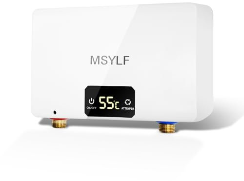 MSYLF Elektrische Durchlauferhitzer, 230v Mini Durchlauferhitzer Mit Ablesbarer Led-Temperaturanzeige, 5500W, Ohne Stecker, Druckfest, Geeignet FüR Waschbecken, KüChen, SpüLbecken