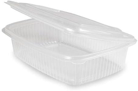 Envases Microondas PP - 50 Ud, Ideal para Comida, recipiente desechable, Envases de Plástico con Tapa, Recipiente rectangular reutilizable (Envase Microondas 1000cc)