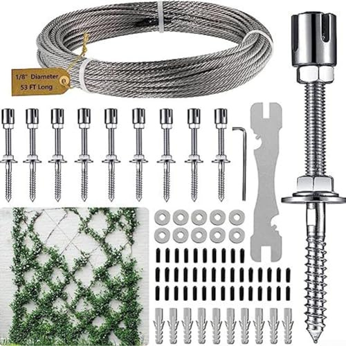 Treillis métallique pour plantes grimpantes d'extérieur, treillis métallique pour plantes grimpantes, avec câble métallique de 1,5 m x 0,3 cm, treillis espalier robuste pour plantes, vignes et mur