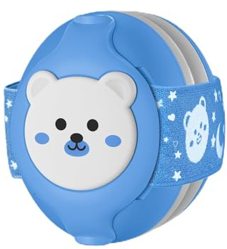 YomauiYee Baby Headphones, Hearing Protection for 0-36 Months, 25dB NRR, Noise Cancelling for Babies with Bear Design, Baby Airplane Essentials for Travel/Improves Sleep/Outdoor (Blue)